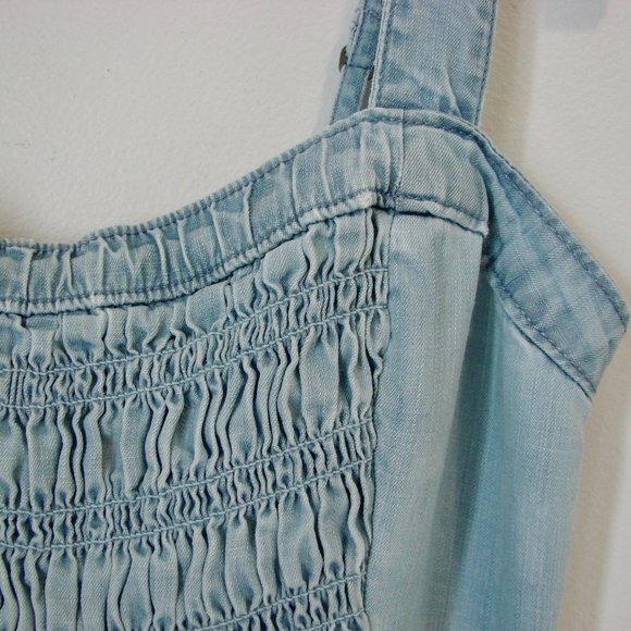Ambercrombie & Fitch Shorts Romper Smock Top Ruched Blue Chambray Boho Small - Picture 6 of 14